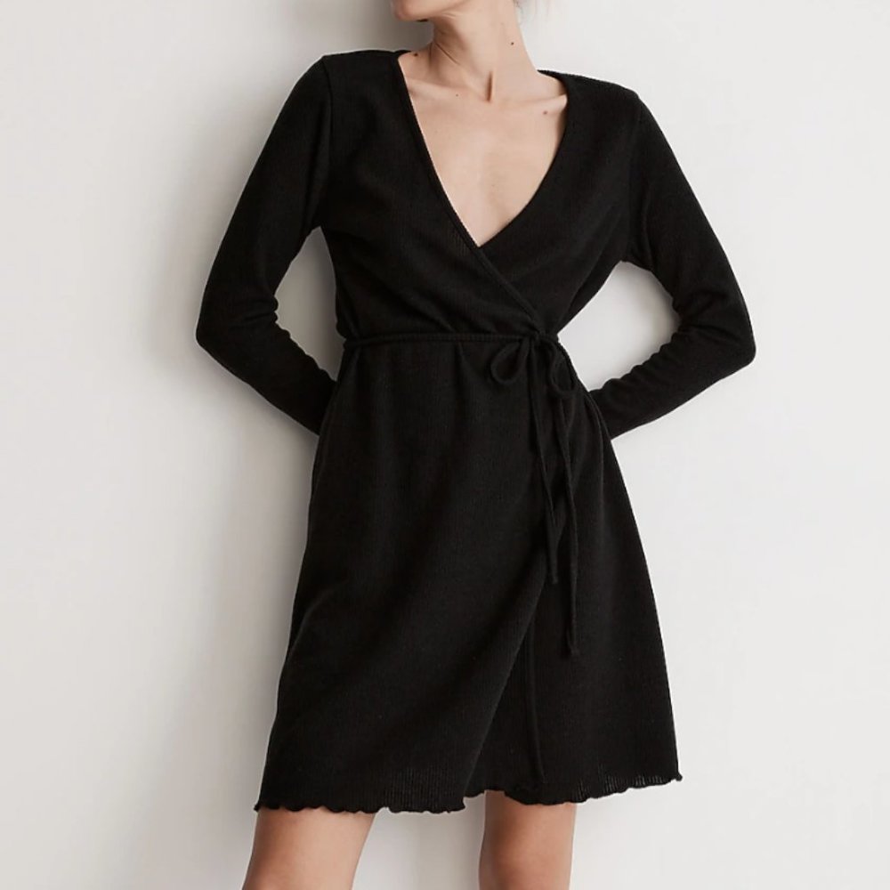 NWT Madewell black wrap dress XS